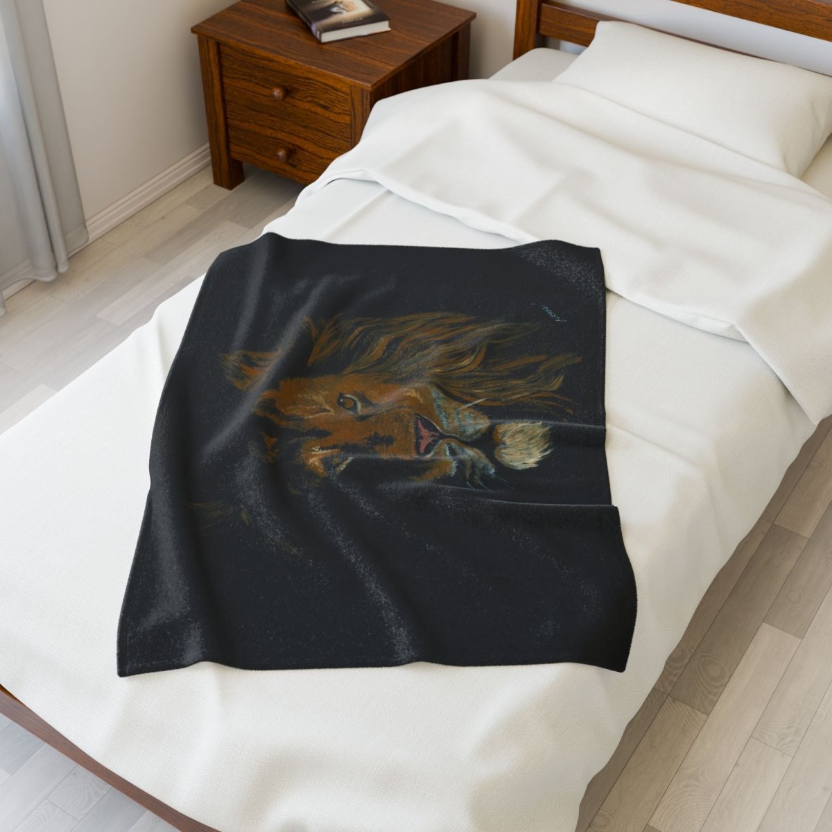Majestic Lion Velveteen Plush Blanket - Cozy Animal Throw for Nature Lovers - Curran Artworks