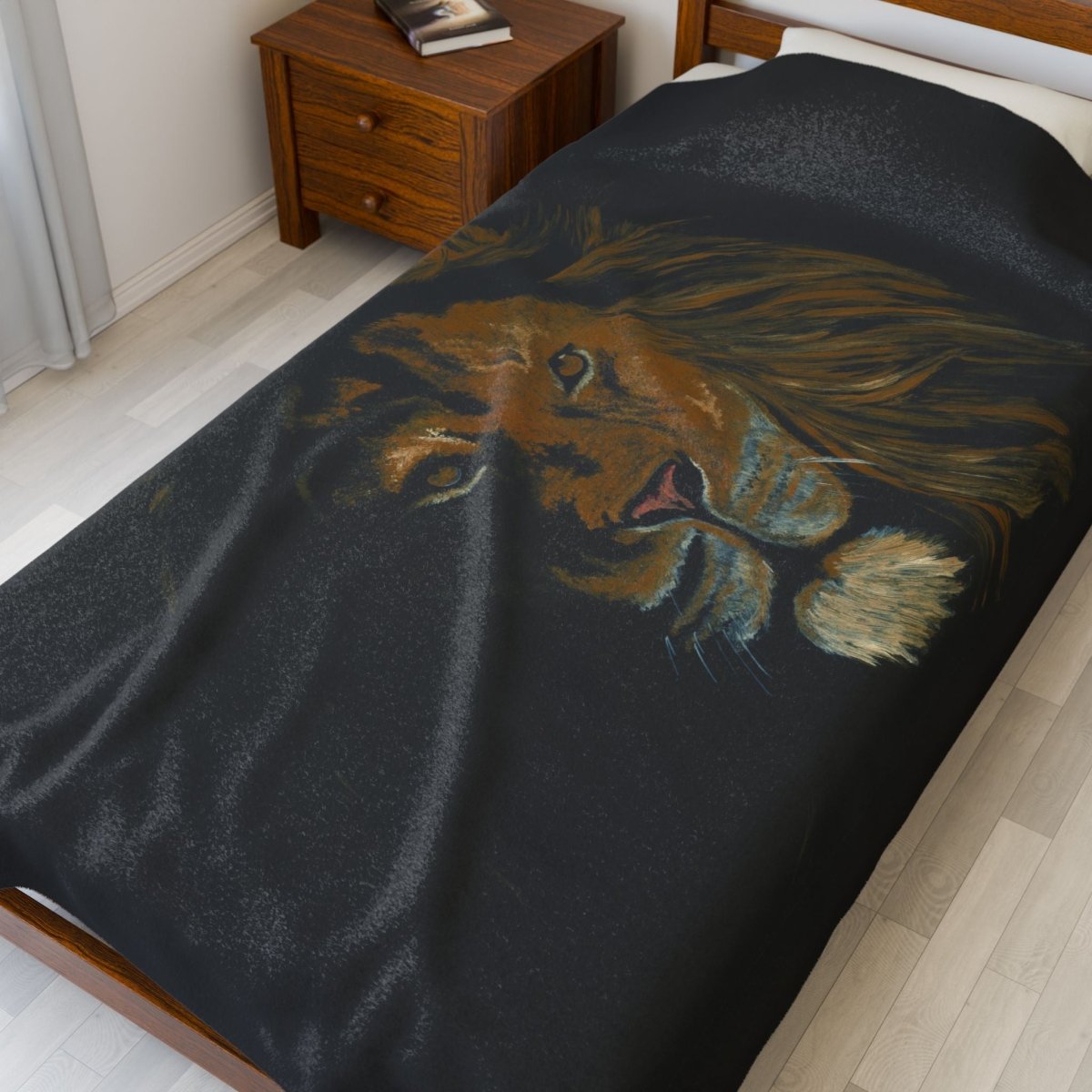 Majestic Lion Velveteen Plush Blanket - Cozy Animal Throw for Nature Lovers - Curran Artworks