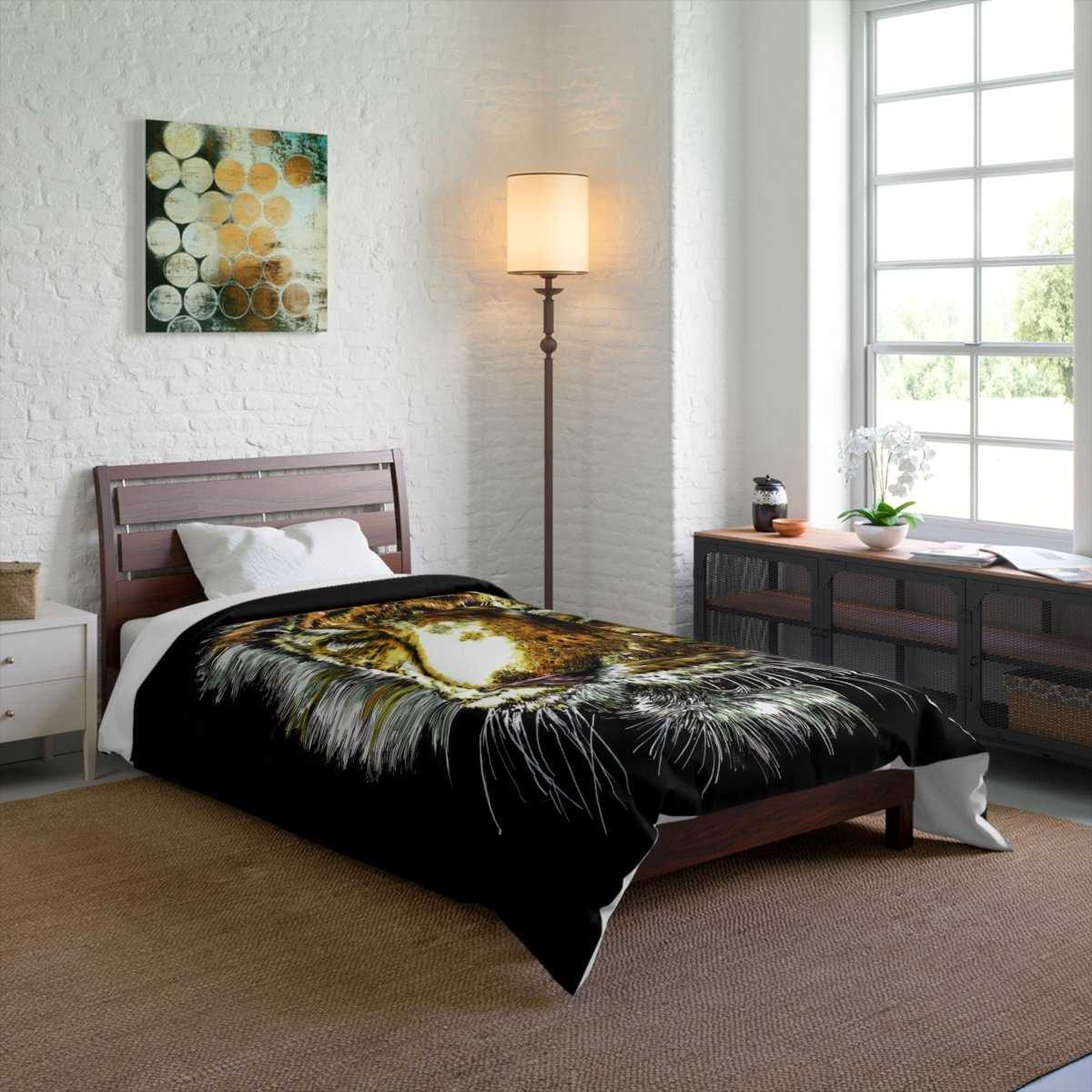 Majestic Tiger Comforter – Luxurious Black Bedding for Wildlife Lovers - Curran Artworks