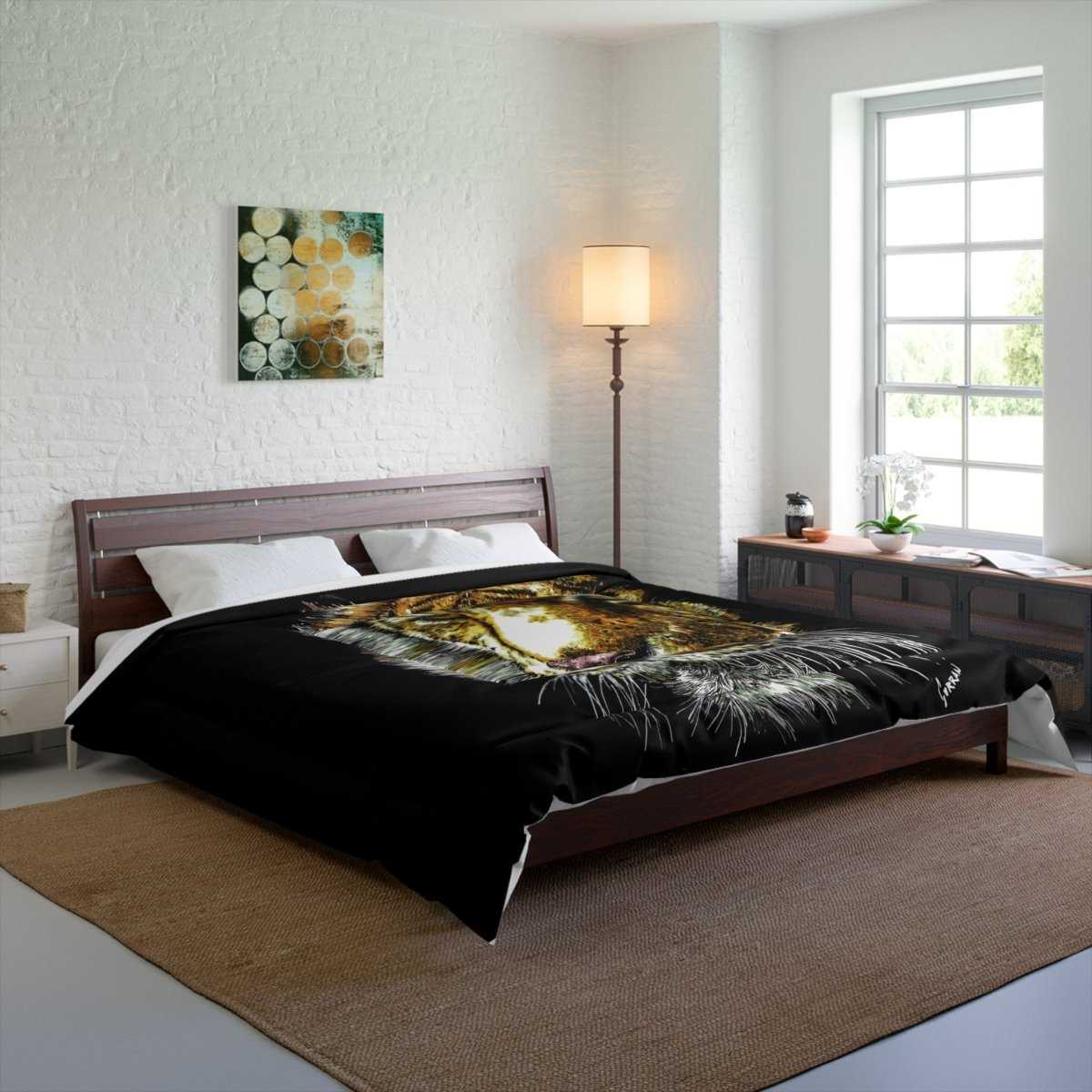 Majestic Tiger Comforter – Luxurious Black Bedding for Wildlife Lovers - Curran Artworks