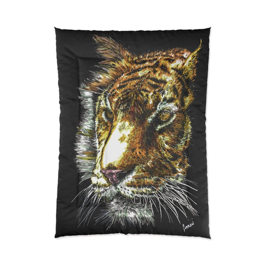 Majestic Tiger Comforter – Luxurious Black Bedding for Wildlife Lovers - Curran Artworks