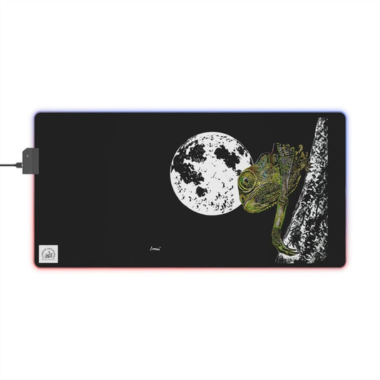 Moonlit Chameleon Design LED Gaming Mouse Pad - Perfect for Gamers and Creatives - Curran Artworks