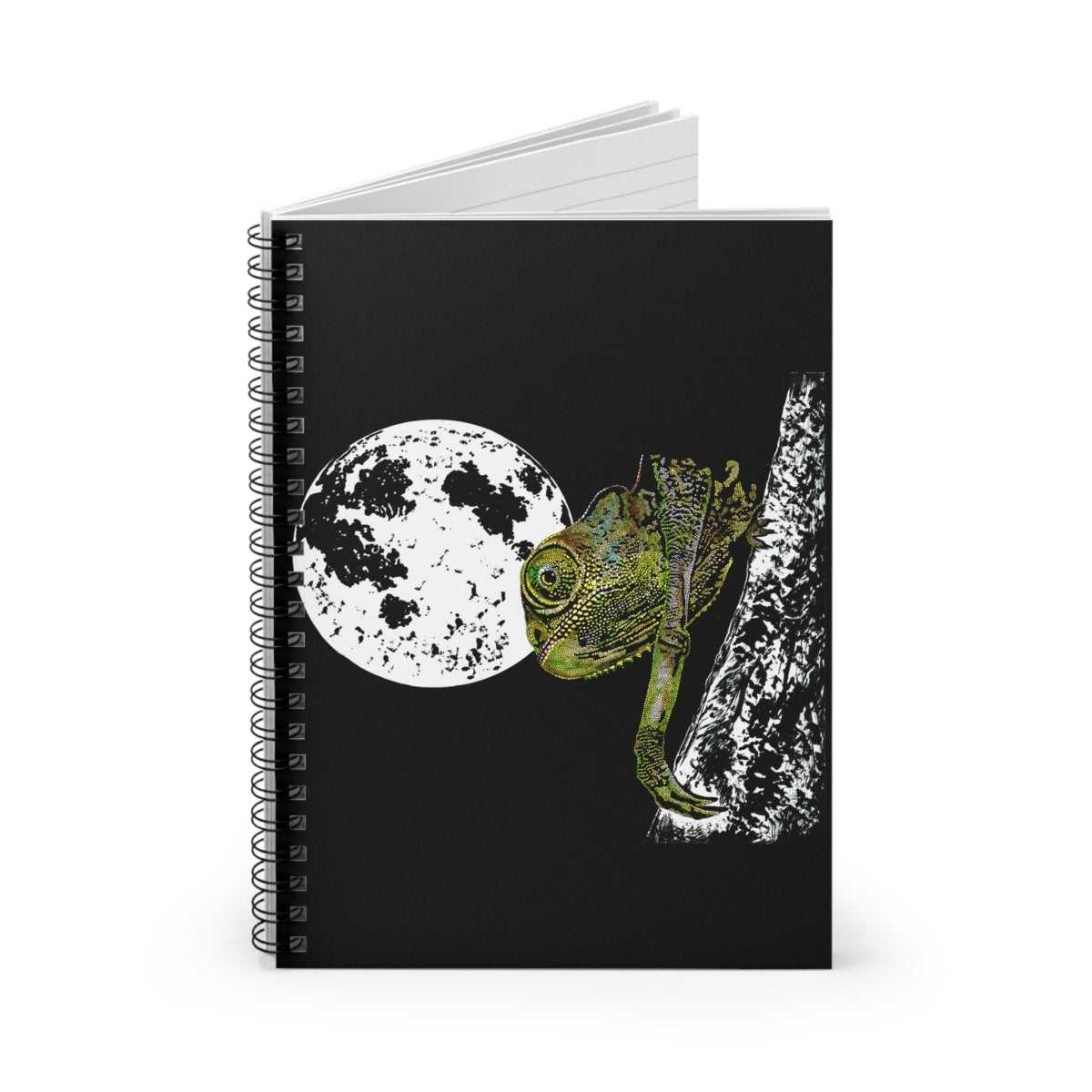 Moonlit Chameleon Spiral Notebook - Nature Inspired Journal for Creatives - Curran Artworks