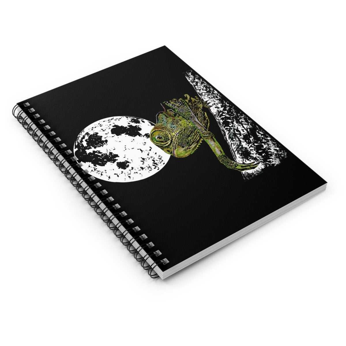 Moonlit Chameleon Spiral Notebook - Nature Inspired Journal for Creatives - Curran Artworks