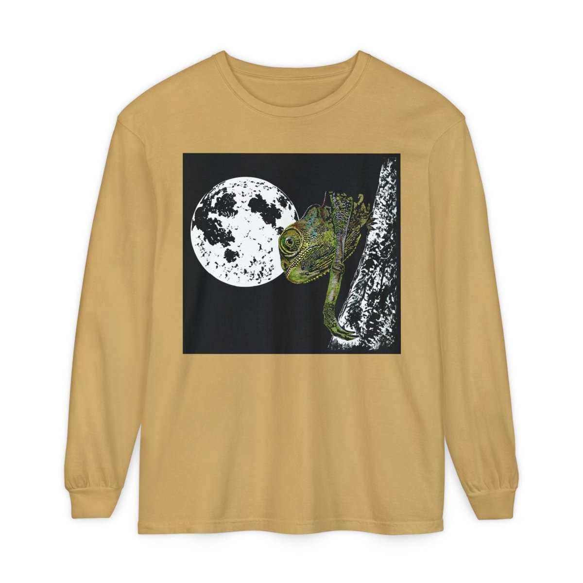 Moonlit Chameleon Unisex Long Sleeve T-Shirt - Nature Lover's Apparel - Curran Artworks