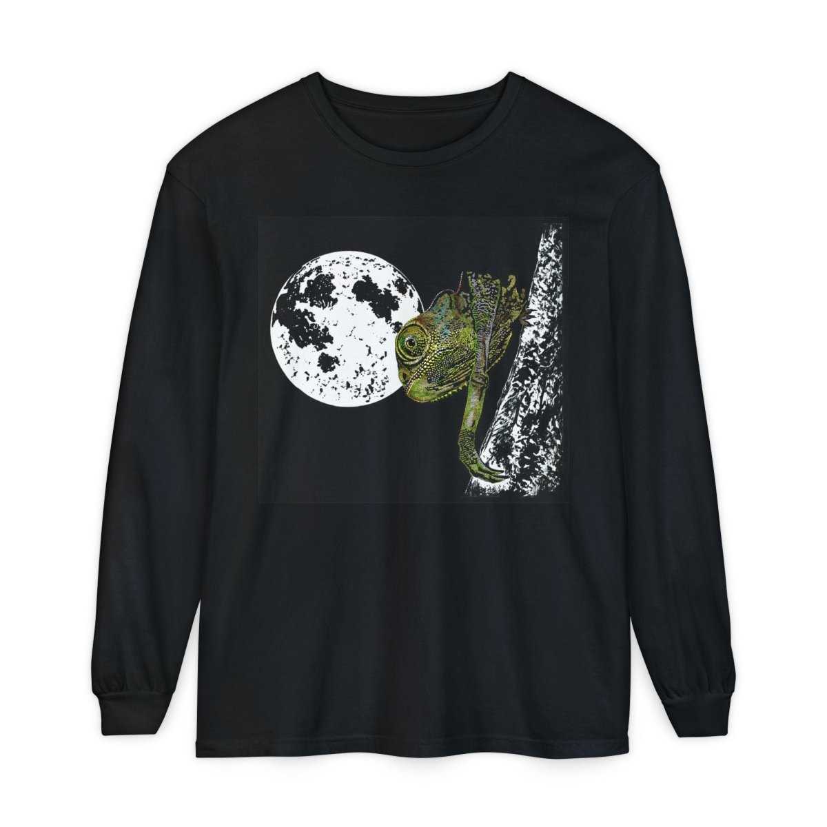 Moonlit Chameleon Unisex Long Sleeve T-Shirt - Nature Lover's Apparel - Curran Artworks