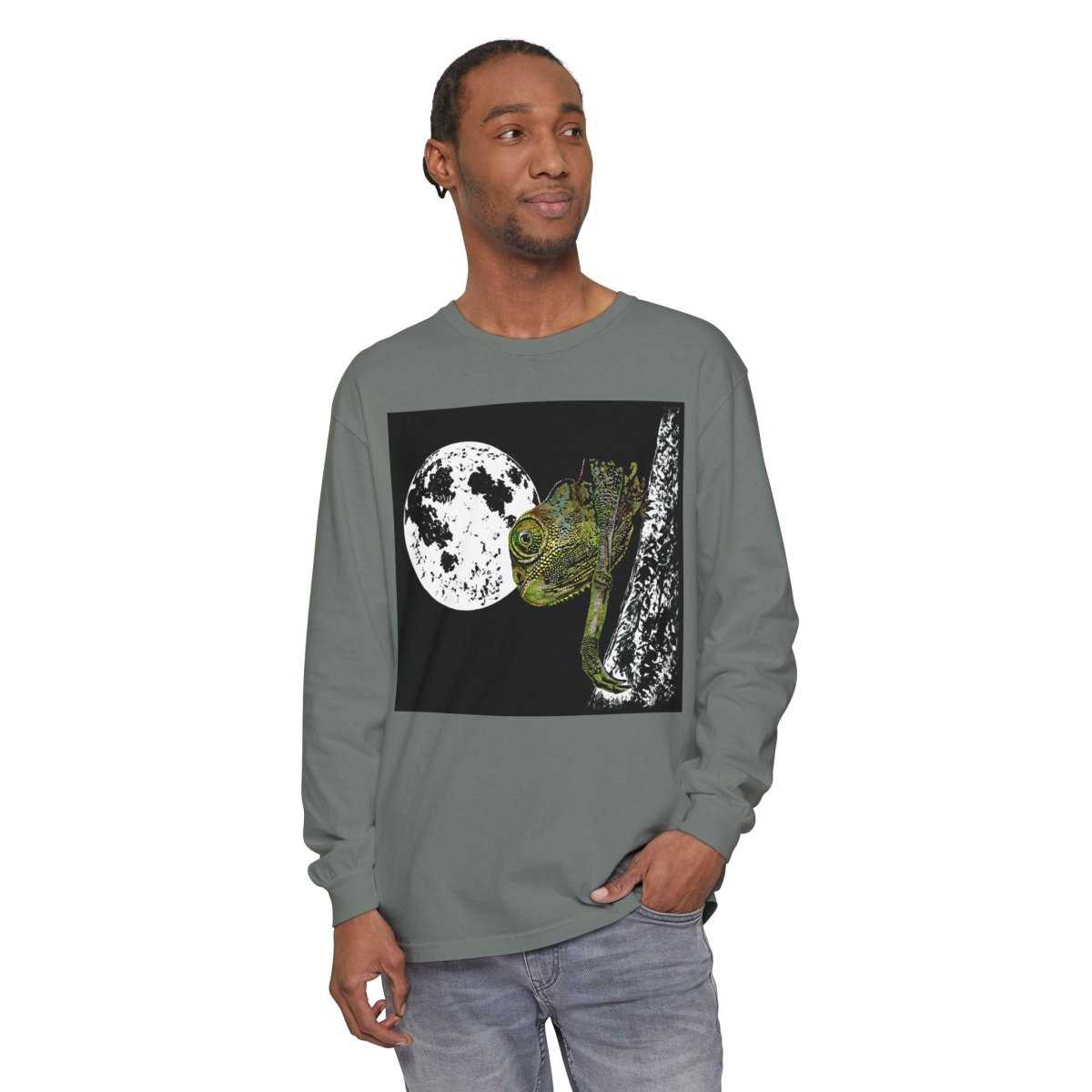 Moonlit Chameleon Unisex Long Sleeve T-Shirt - Nature Lover's Apparel - Curran Artworks