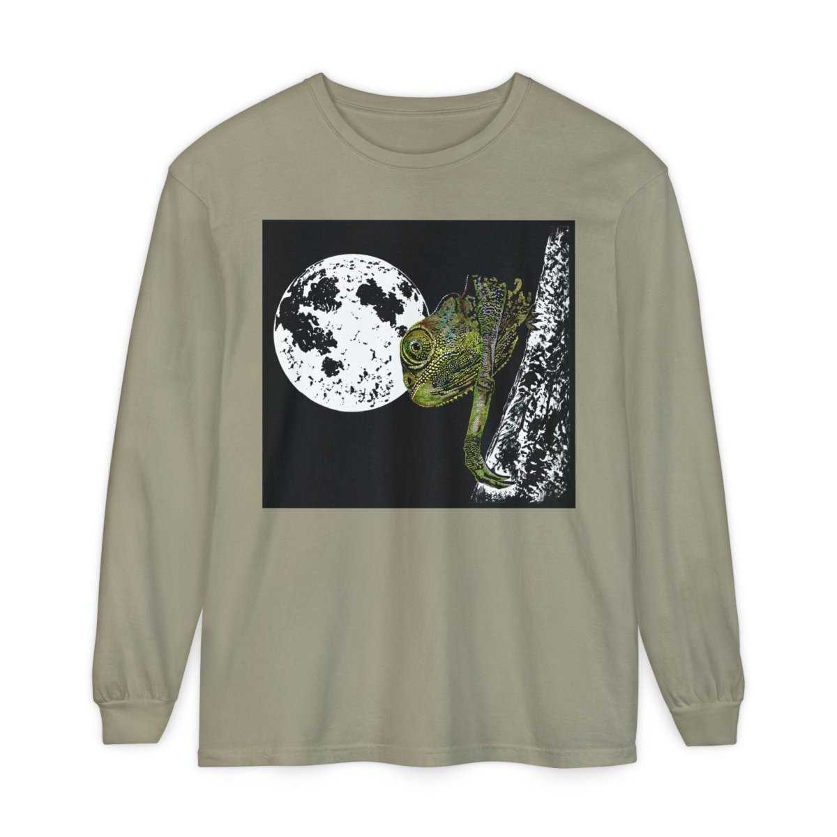 Moonlit Chameleon Unisex Long Sleeve T-Shirt - Nature Lover's Apparel - Curran Artworks