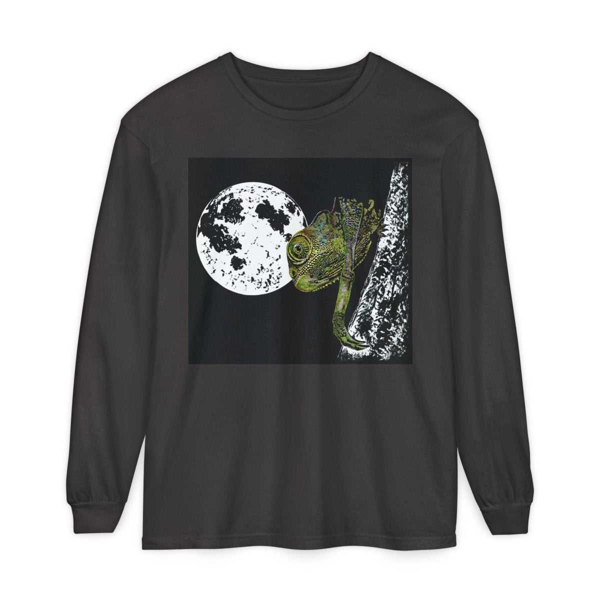 Moonlit Chameleon Unisex Long Sleeve T-Shirt - Nature Lover's Apparel - Curran Artworks