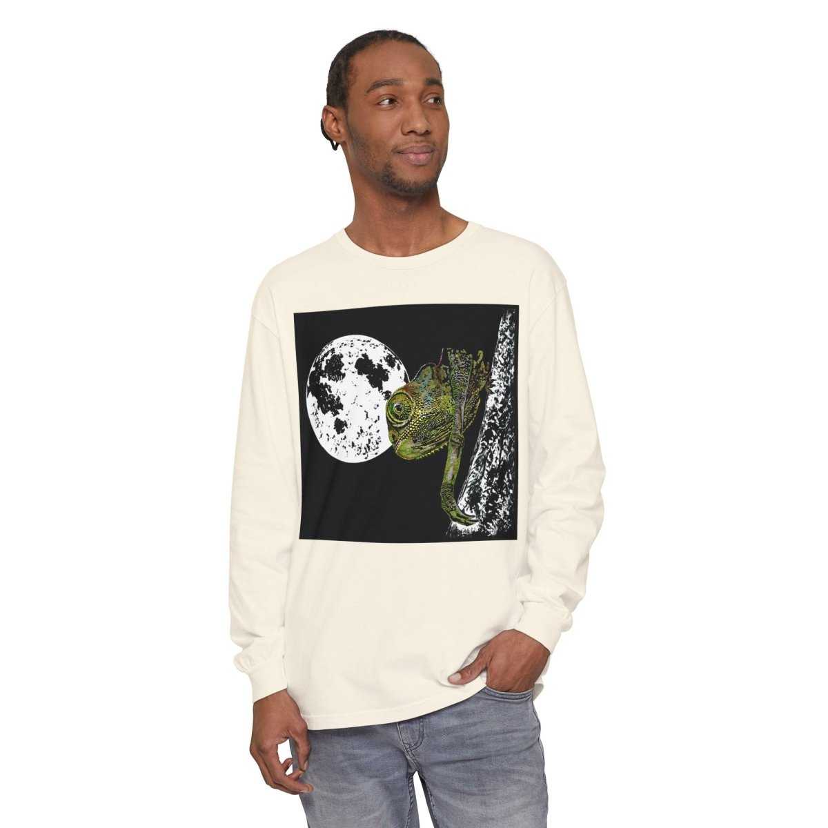Moonlit Chameleon Unisex Long Sleeve T-Shirt - Nature Lover's Apparel - Curran Artworks