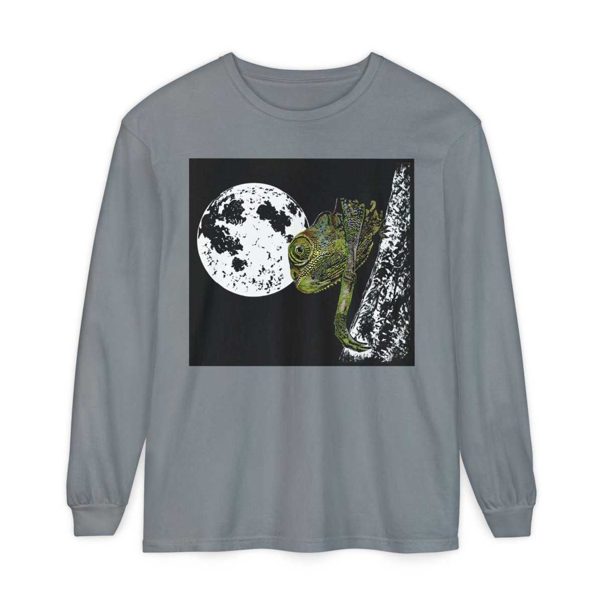 Moonlit Chameleon Unisex Long Sleeve T-Shirt - Nature Lover's Apparel - Curran Artworks