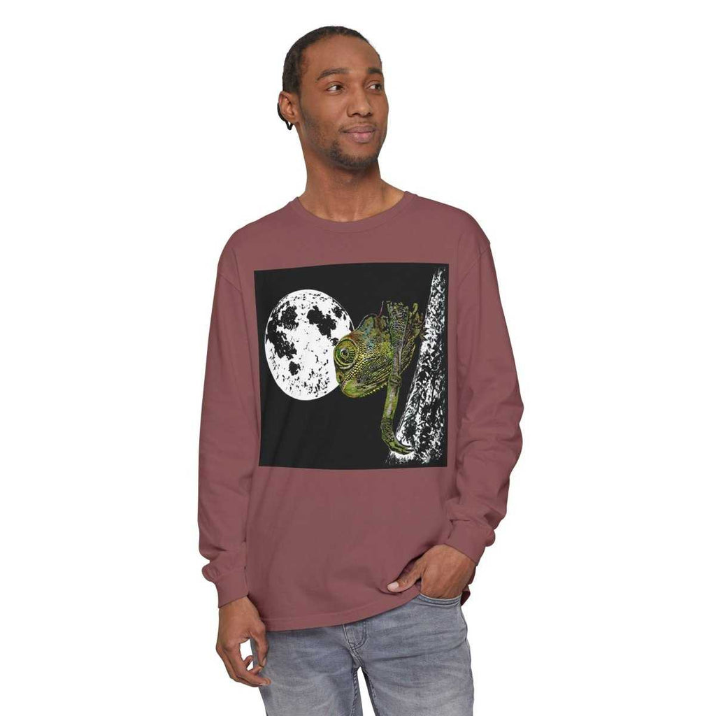 Moonlit Chameleon Unisex Long Sleeve T-Shirt - Nature Lover's Apparel - Curran Artworks