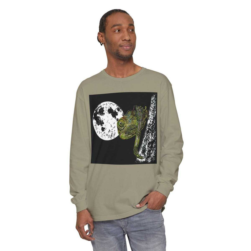 Moonlit Chameleon Unisex Long Sleeve T-Shirt - Nature Lover's Apparel - Curran Artworks