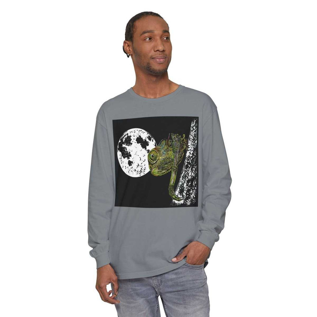 Moonlit Chameleon Unisex Long Sleeve T-Shirt - Nature Lover's Apparel - Curran Artworks