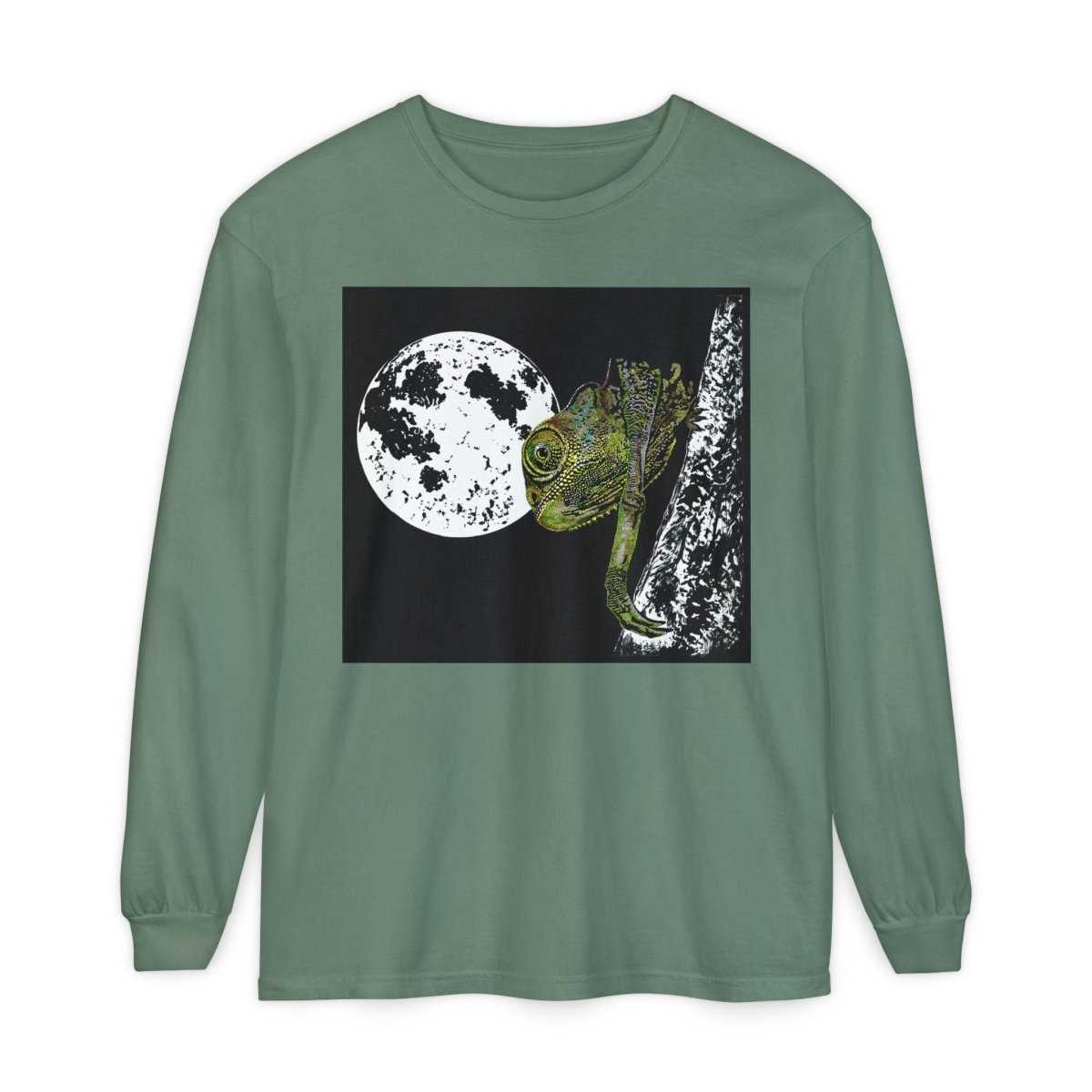 Moonlit Chameleon Unisex Long Sleeve T-Shirt - Nature Lover's Apparel - Curran Artworks