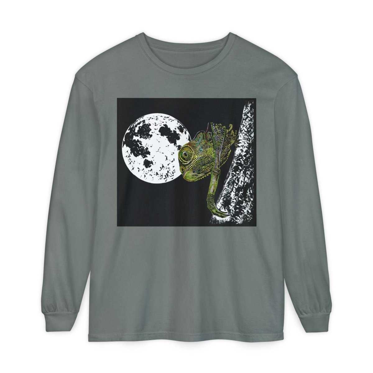 Moonlit Chameleon Unisex Long Sleeve T-Shirt - Nature Lover's Apparel - Curran Artworks