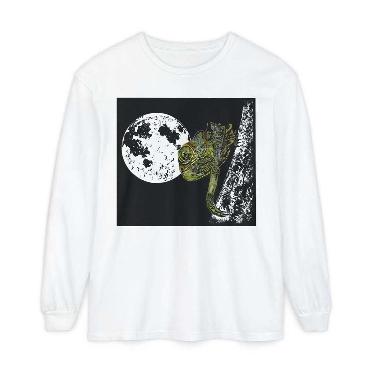 Moonlit Chameleon Unisex Long Sleeve T-Shirt - Nature Lover's Apparel - Curran Artworks