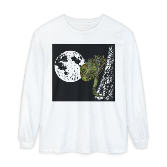 Moonlit Chameleon Unisex Long Sleeve T-Shirt - Nature Lover's Apparel - Curran Artworks