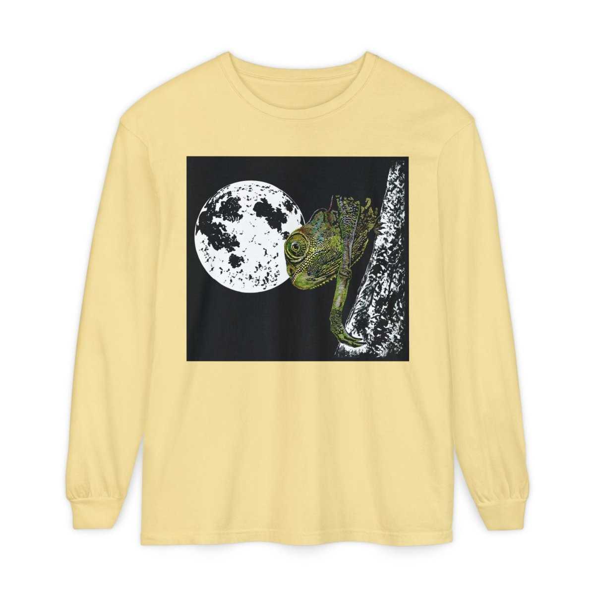 Moonlit Chameleon Unisex Long Sleeve T-Shirt - Nature Lover's Apparel - Curran Artworks