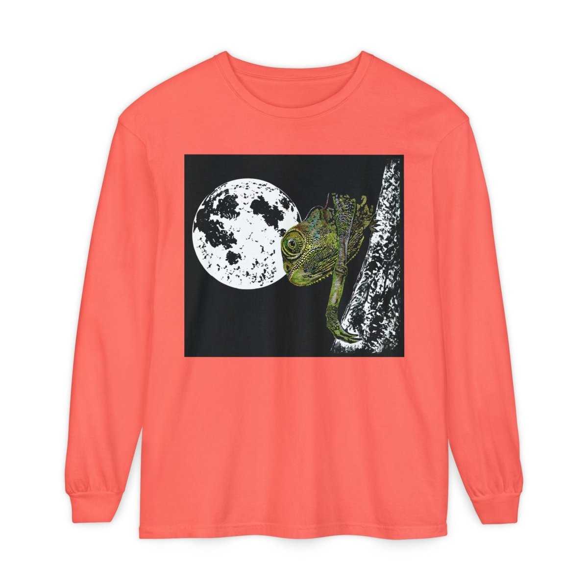 Moonlit Chameleon Unisex Long Sleeve T-Shirt - Nature Lover's Apparel - Curran Artworks
