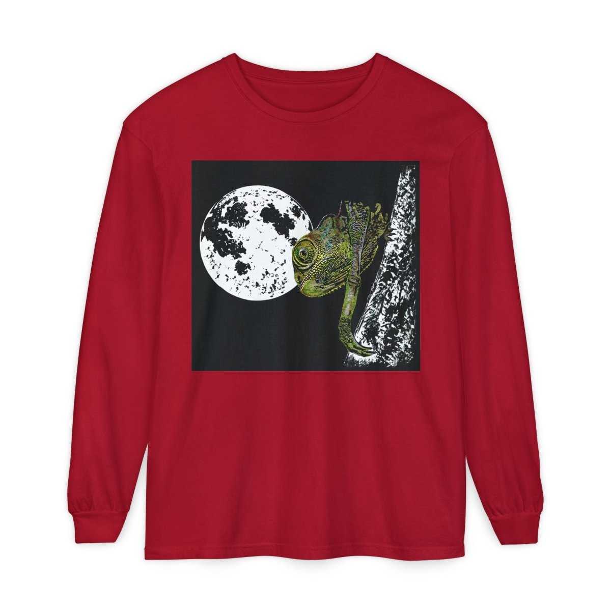 Moonlit Chameleon Unisex Long Sleeve T-Shirt - Nature Lover's Apparel - Curran Artworks