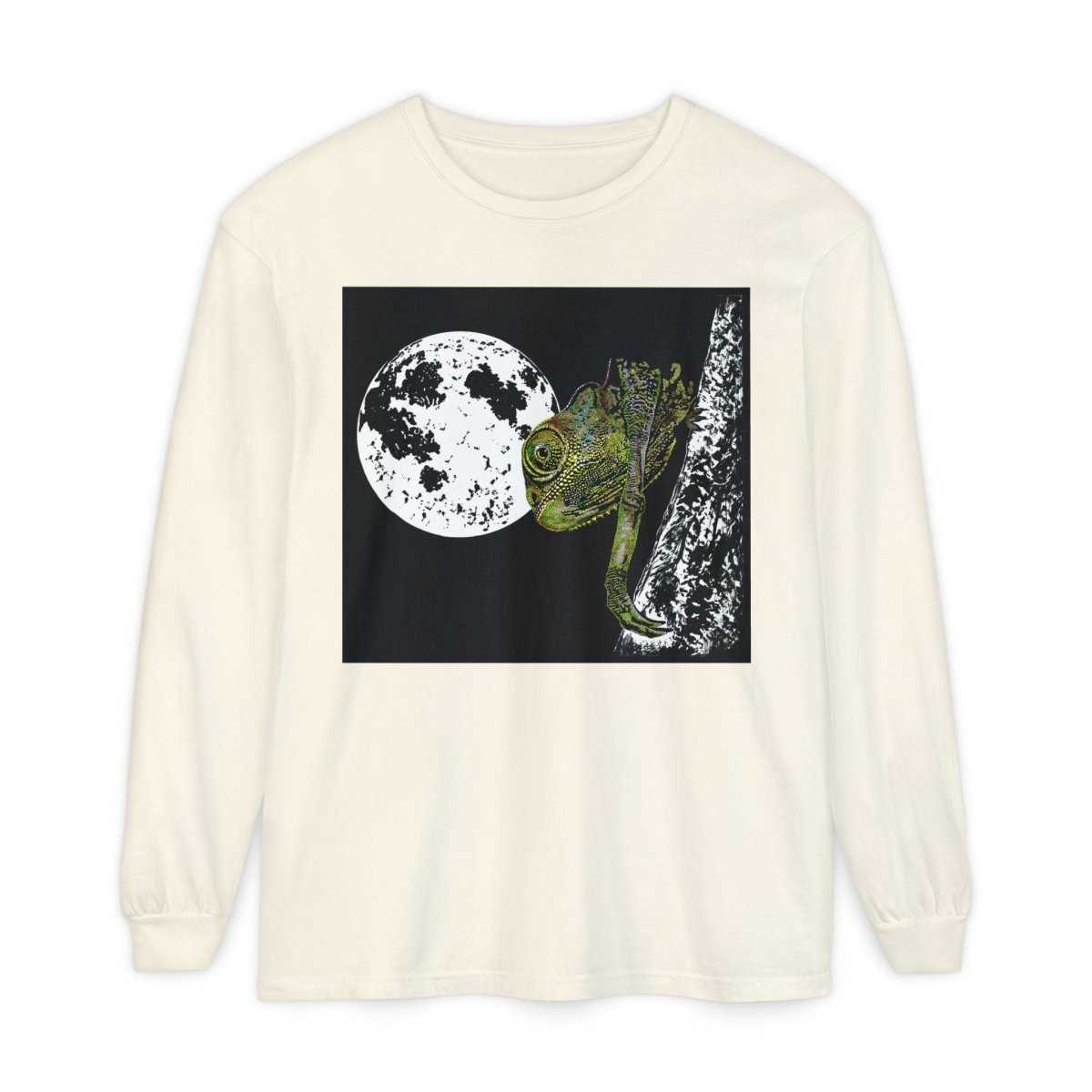 Moonlit Chameleon Unisex Long Sleeve T-Shirt - Nature Lover's Apparel - Curran Artworks