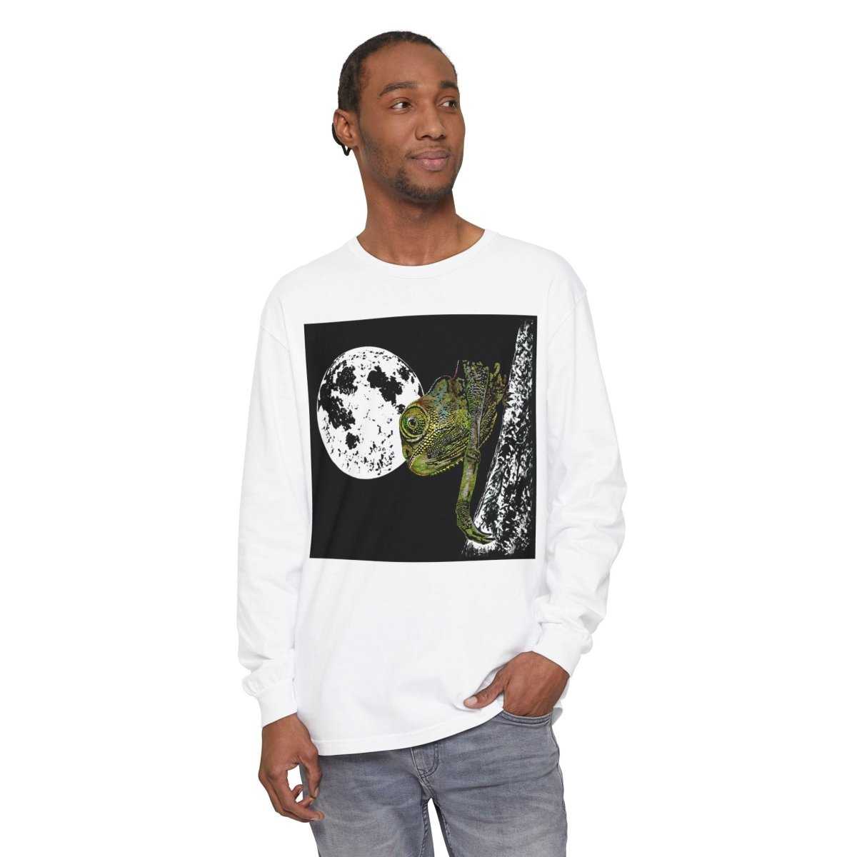 Moonlit Chameleon Unisex Long Sleeve T-Shirt - Nature Lover's Apparel - Curran Artworks