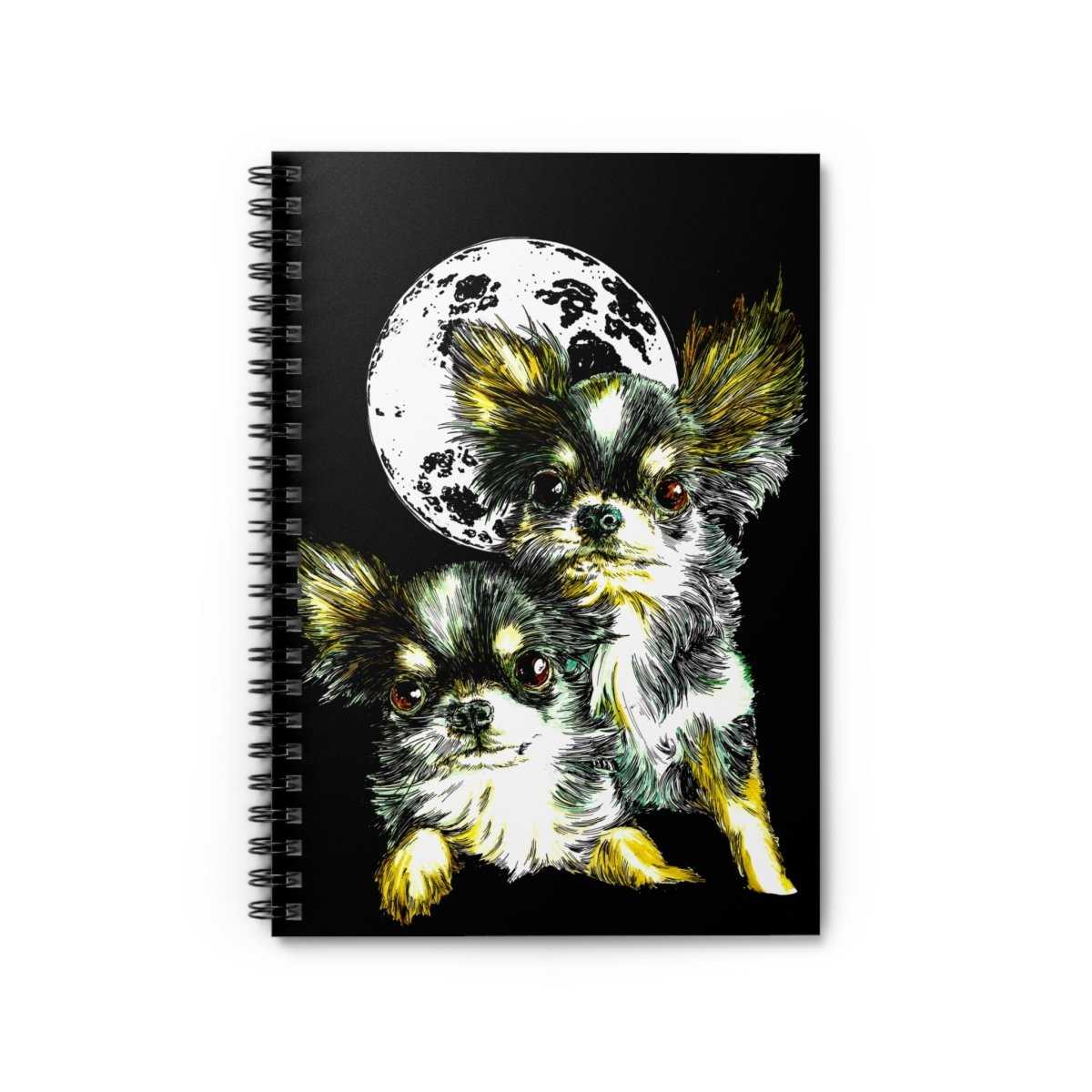 Moonlit Chihuahua Spiral Notebook - Ruled Line for Pet Lovers - Curran Artworks