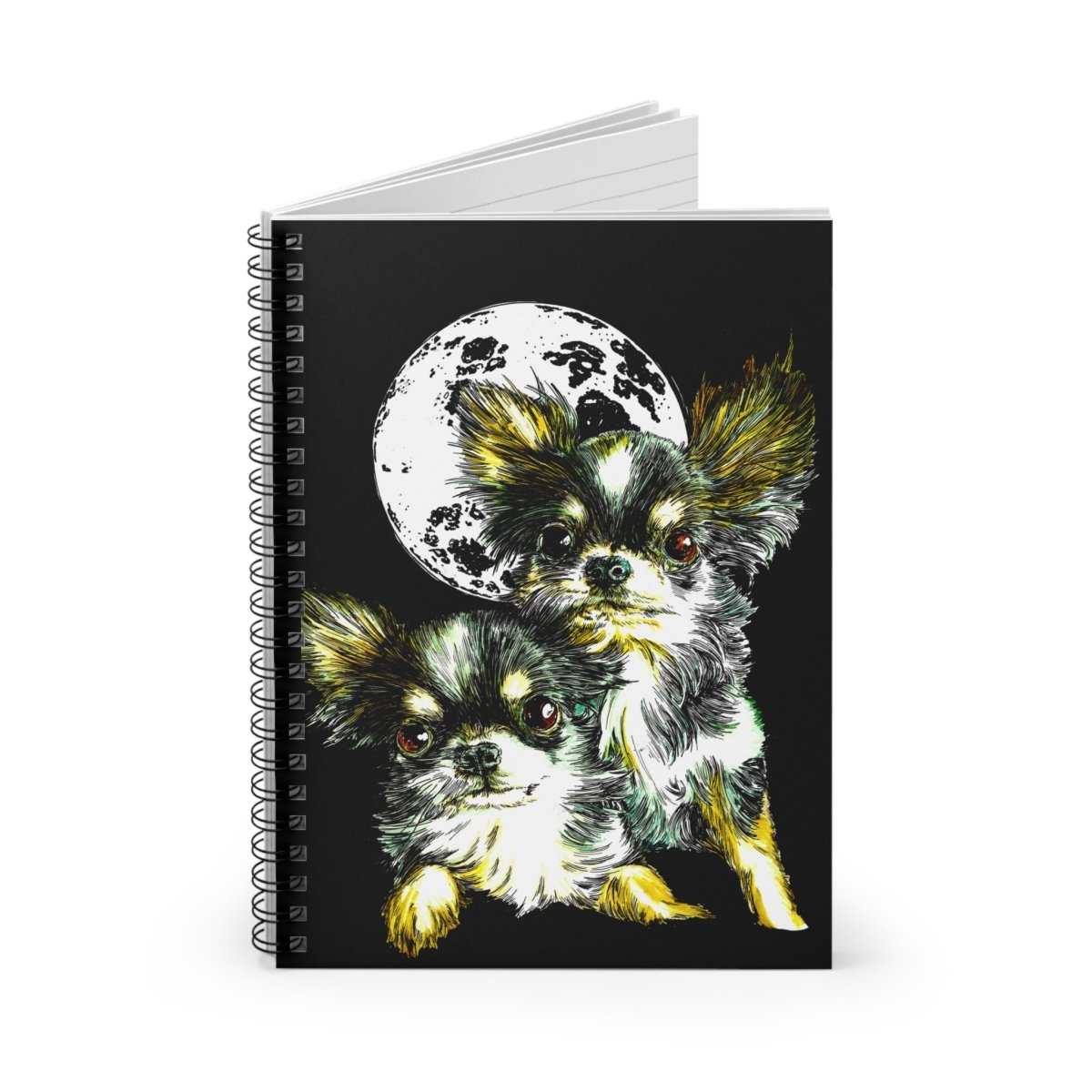 Moonlit Chihuahua Spiral Notebook - Ruled Line for Pet Lovers - Curran Artworks