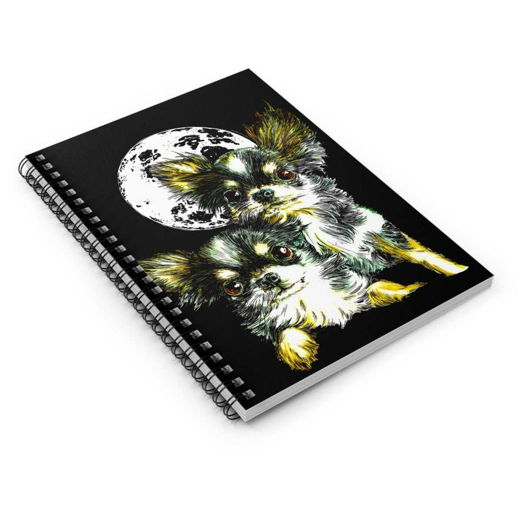 Moonlit Chihuahua Spiral Notebook - Ruled Line for Pet Lovers - Curran Artworks