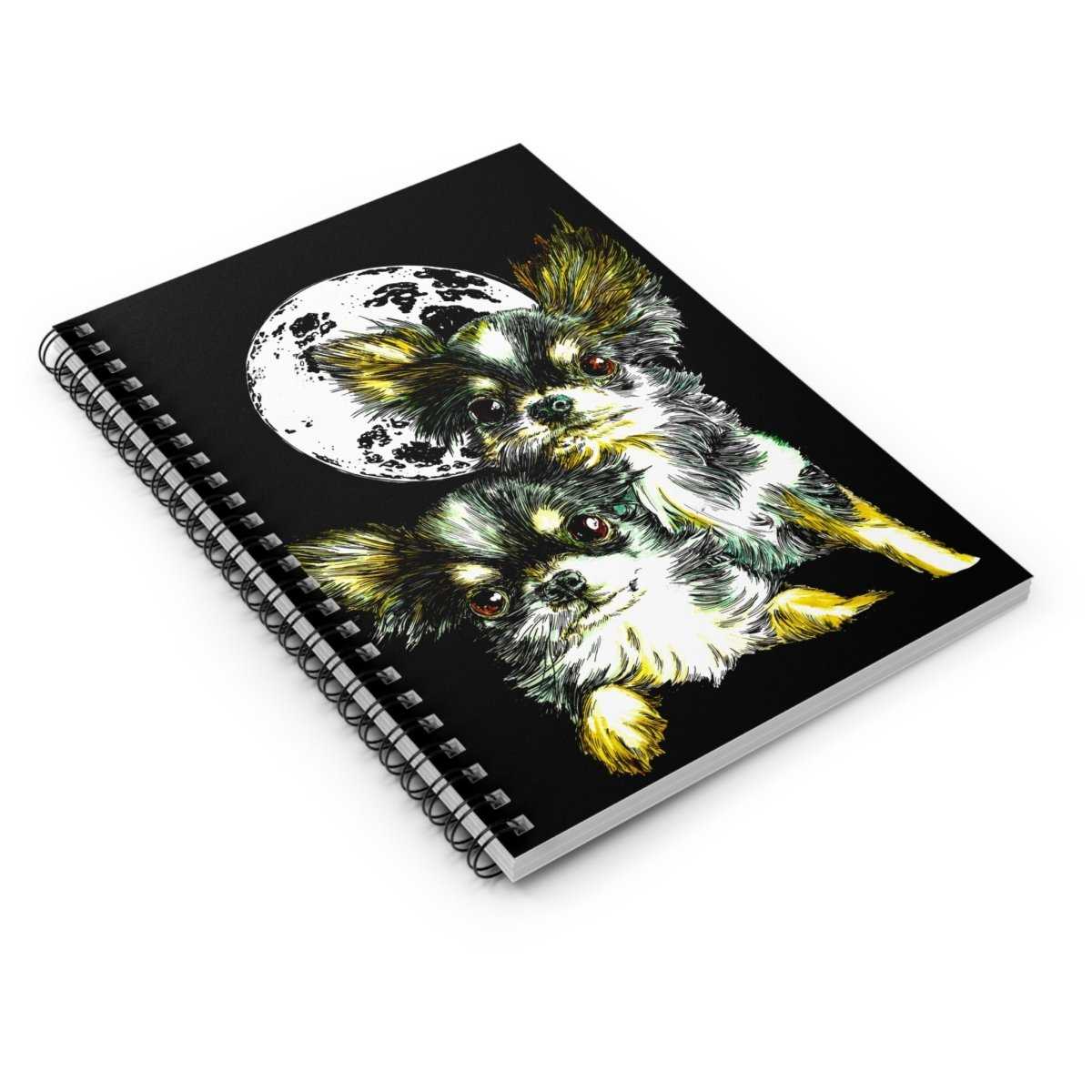 Moonlit Chihuahua Spiral Notebook - Ruled Line for Pet Lovers - Curran Artworks