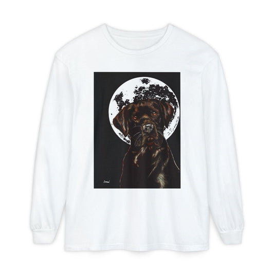 Moonlit Chocolate Lab Dog Long Sleeve T-Shirt - Perfect for Dog Lovers - Curran Artworks