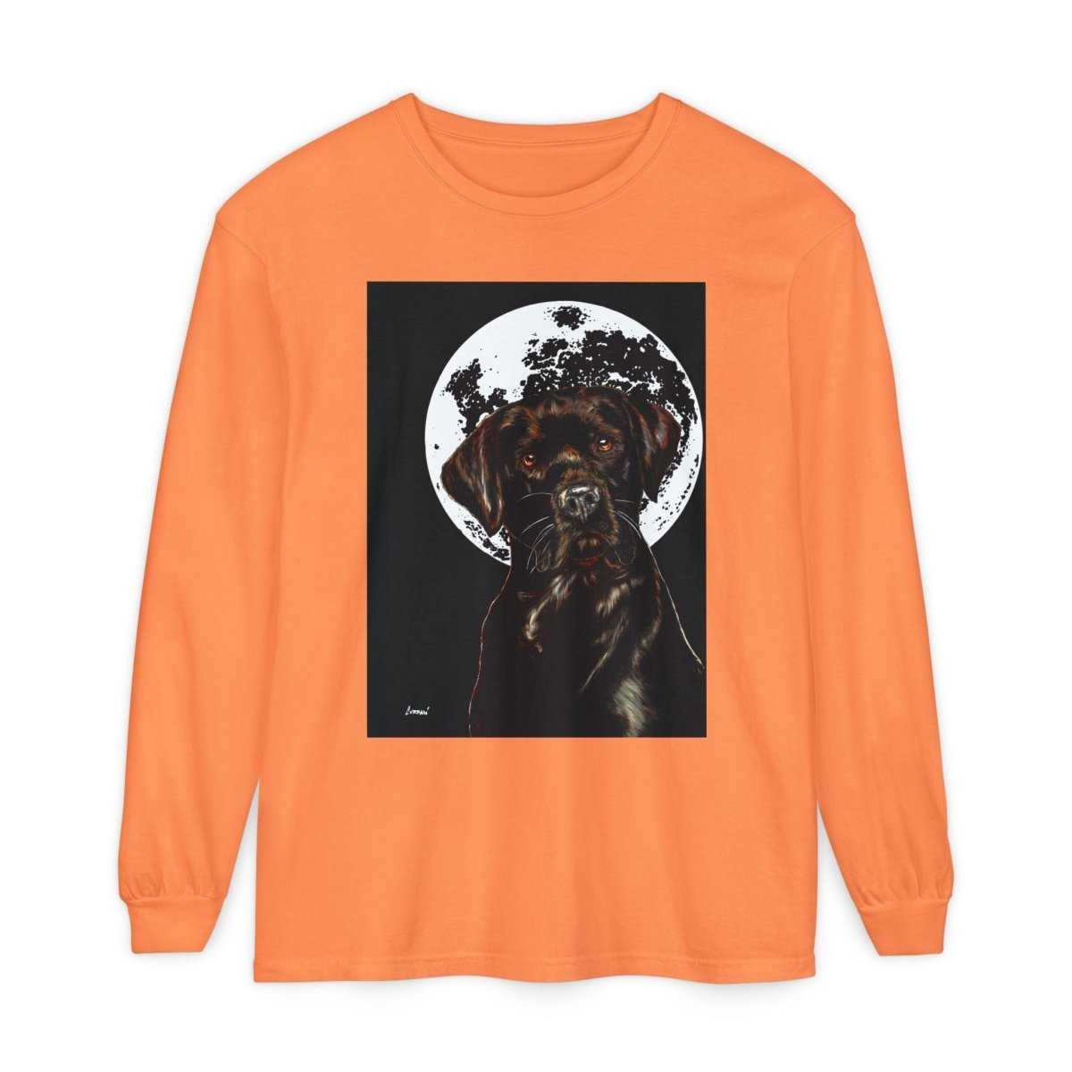 Moonlit Chocolate Lab Dog Long Sleeve T-Shirt - Perfect for Dog Lovers - Curran Artworks