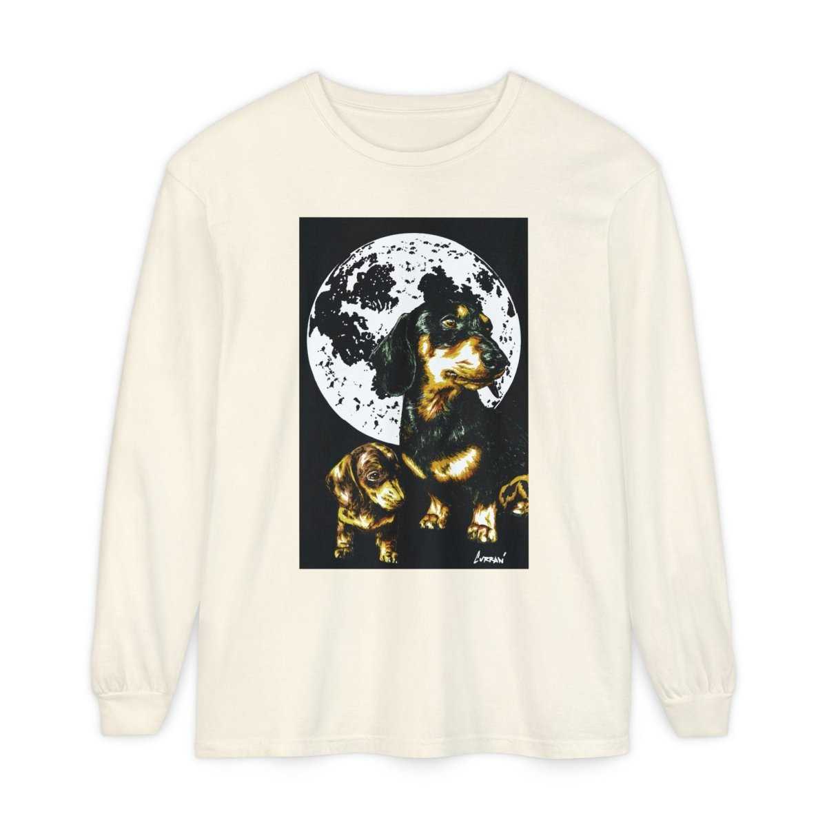 Moonlit Dachshund Long Sleeve Tee - Unisex Dog Lover Shirt - Curran Artworks