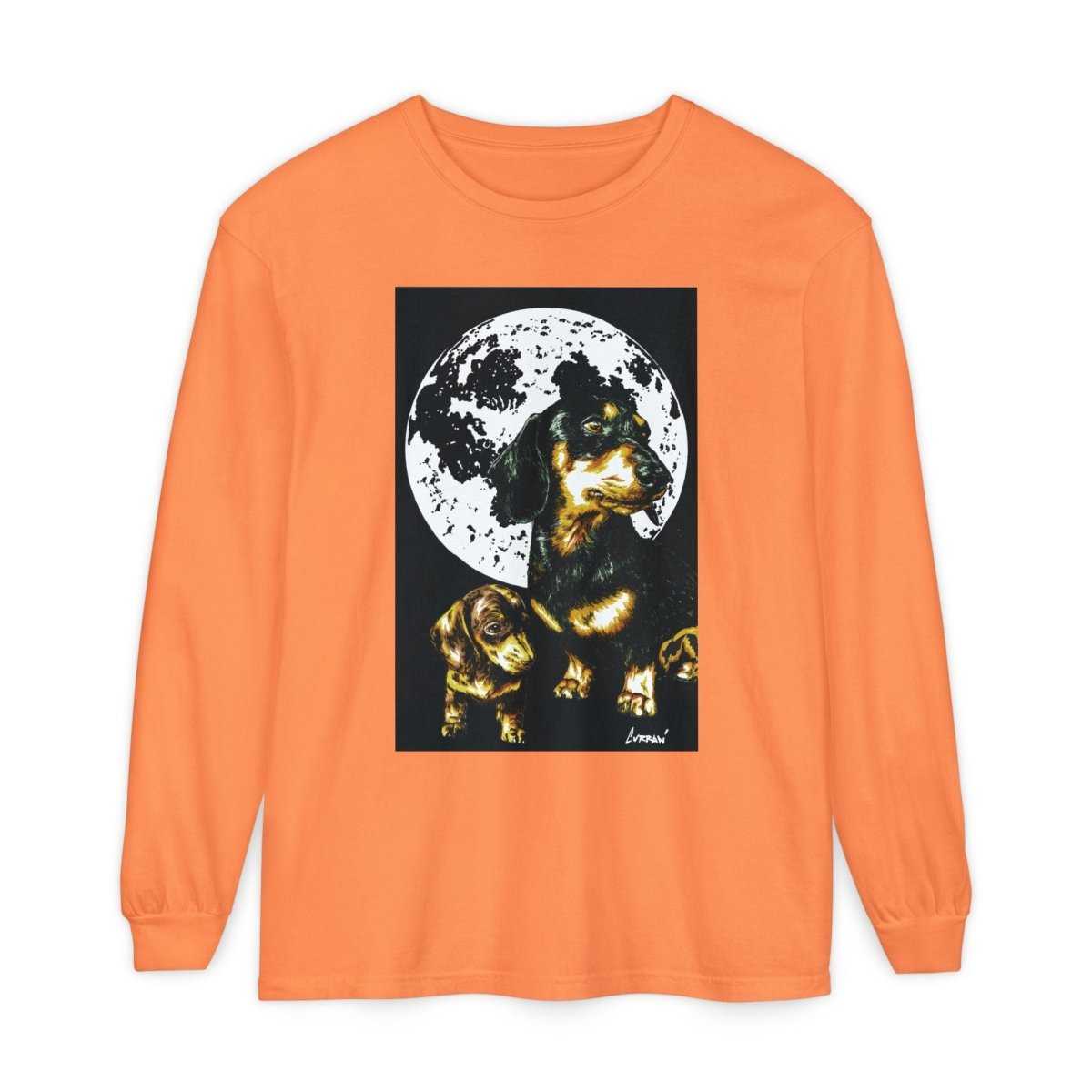 Moonlit Dachshund Long Sleeve Tee - Unisex Dog Lover Shirt - Curran Artworks