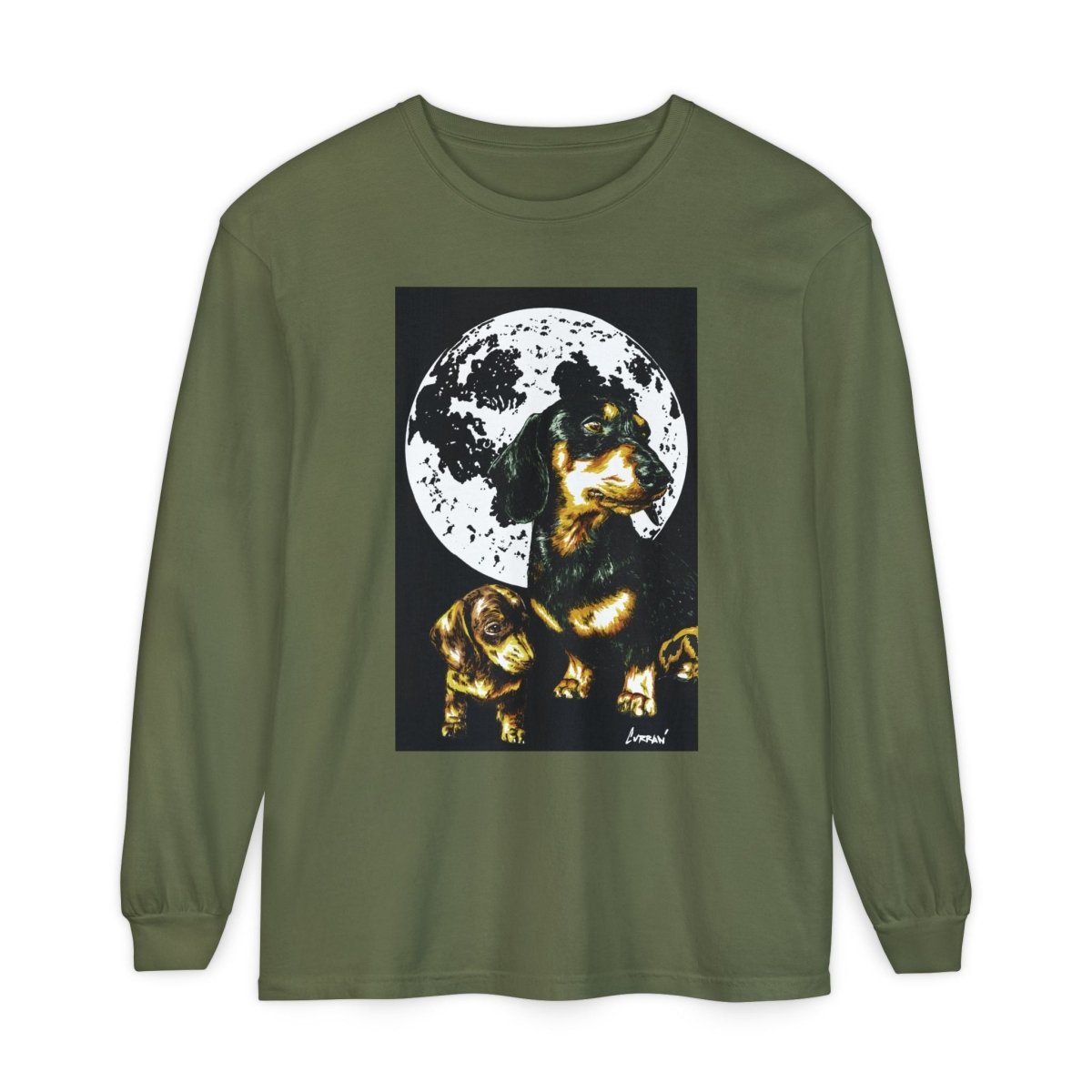 Moonlit Dachshund Long Sleeve Tee - Unisex Dog Lover Shirt - Curran Artworks