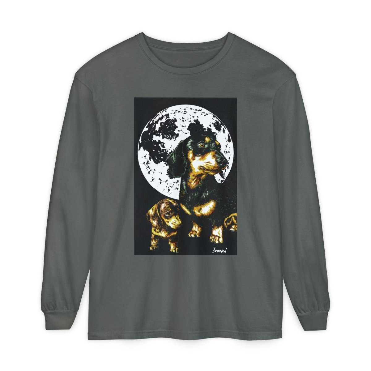 Moonlit Dachshund Long Sleeve Tee - Unisex Dog Lover Shirt - Curran Artworks