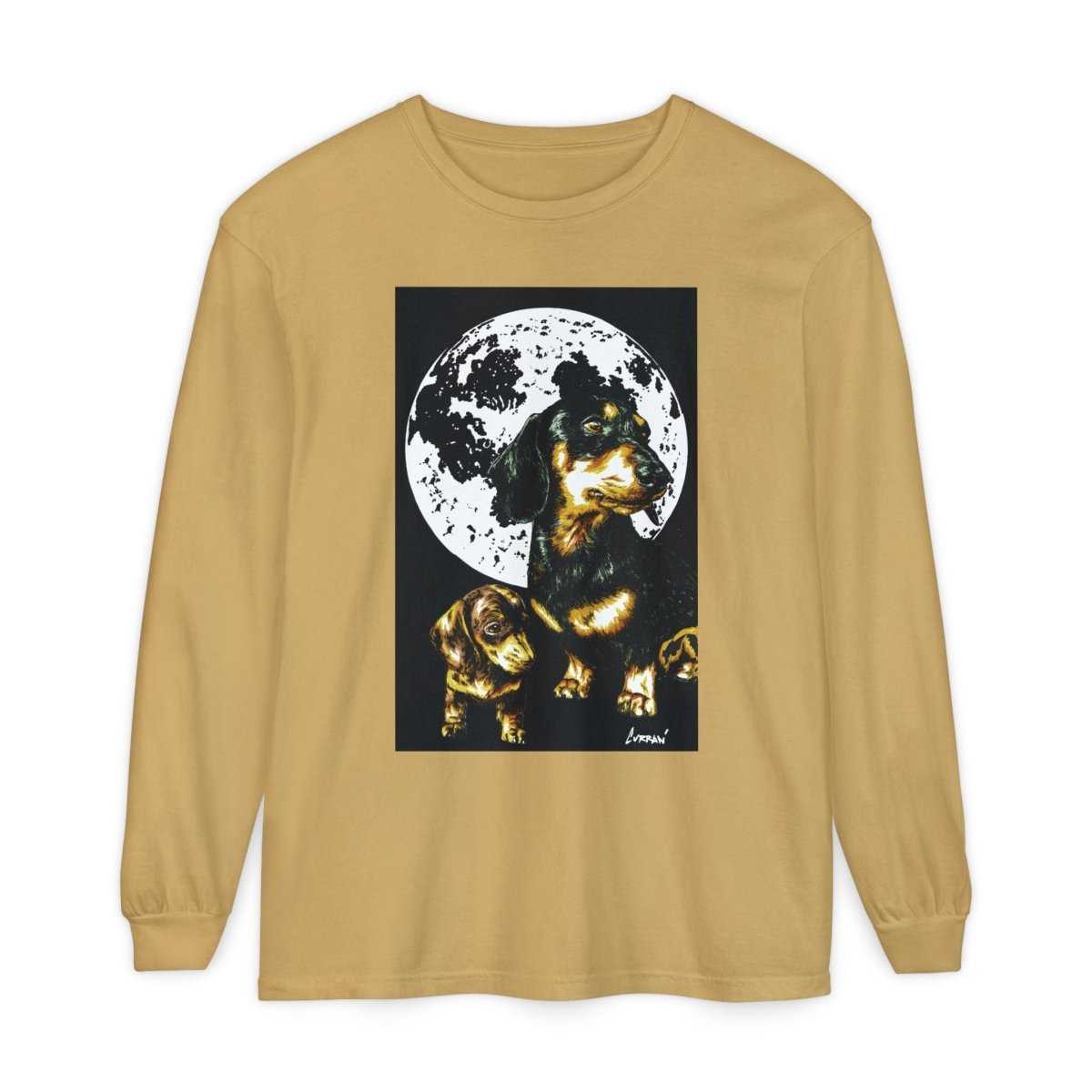 Moonlit Dachshund Long Sleeve Tee - Unisex Dog Lover Shirt - Curran Artworks