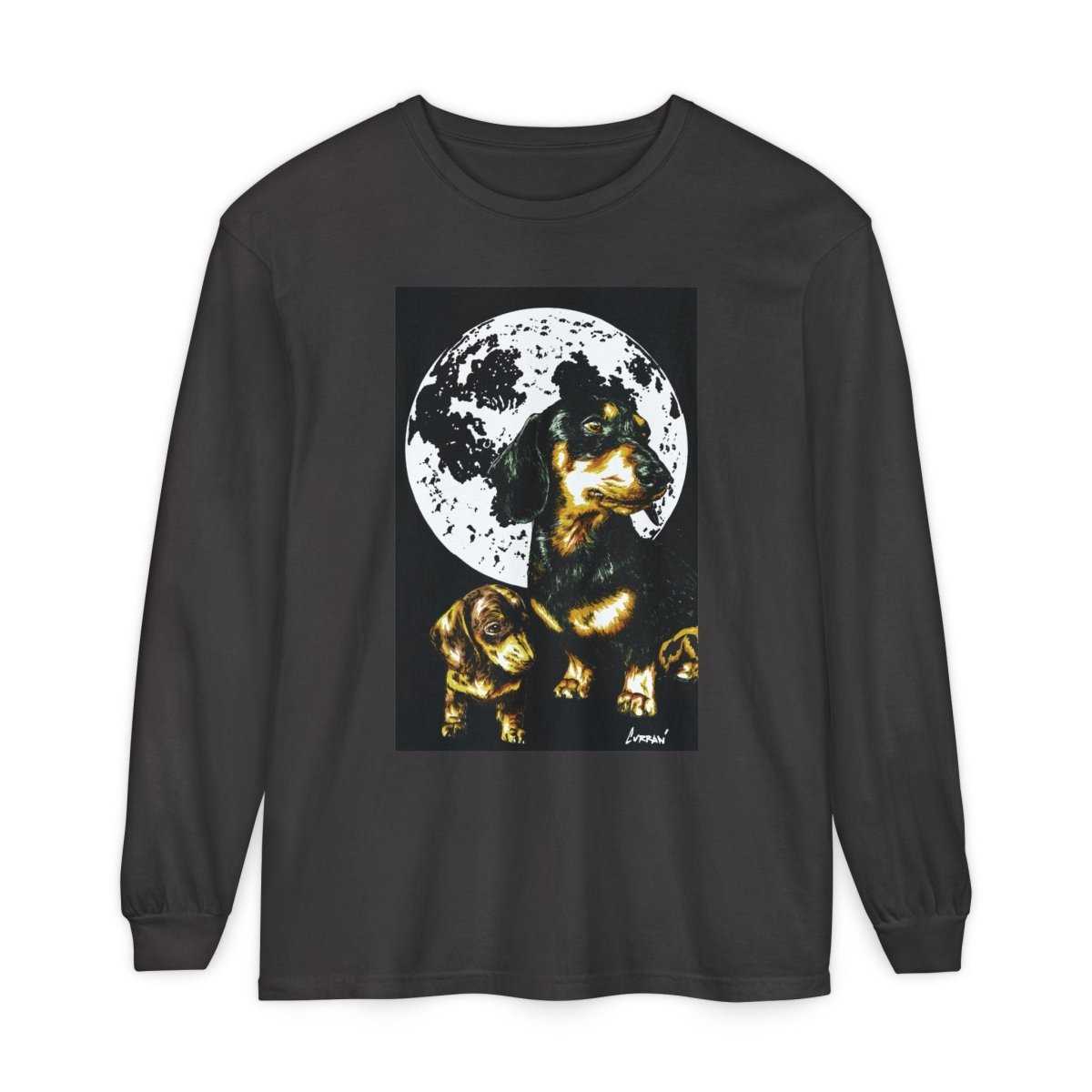 Moonlit Dachshund Long Sleeve Tee - Unisex Dog Lover Shirt - Curran Artworks