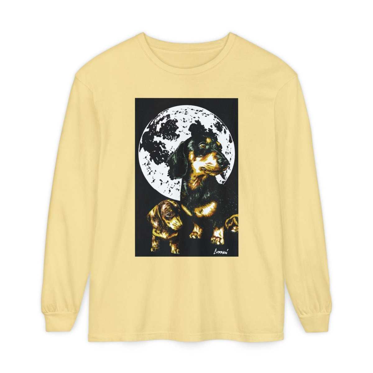 Moonlit Dachshund Long Sleeve Tee - Unisex Dog Lover Shirt - Curran Artworks