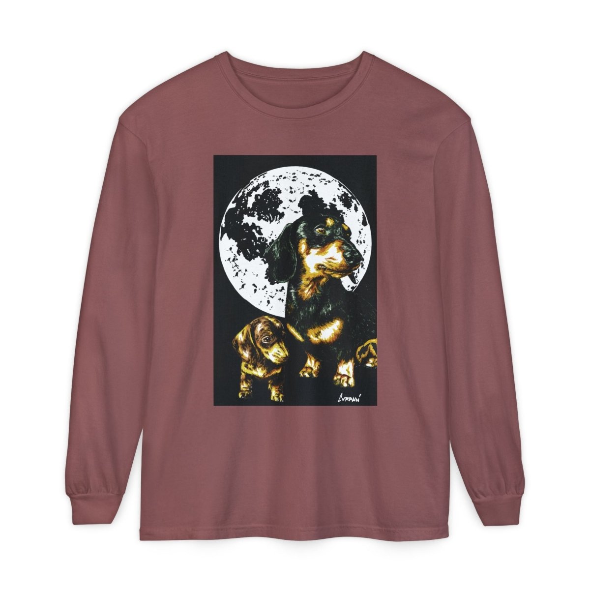 Moonlit Dachshund Long Sleeve Tee - Unisex Dog Lover Shirt - Curran Artworks