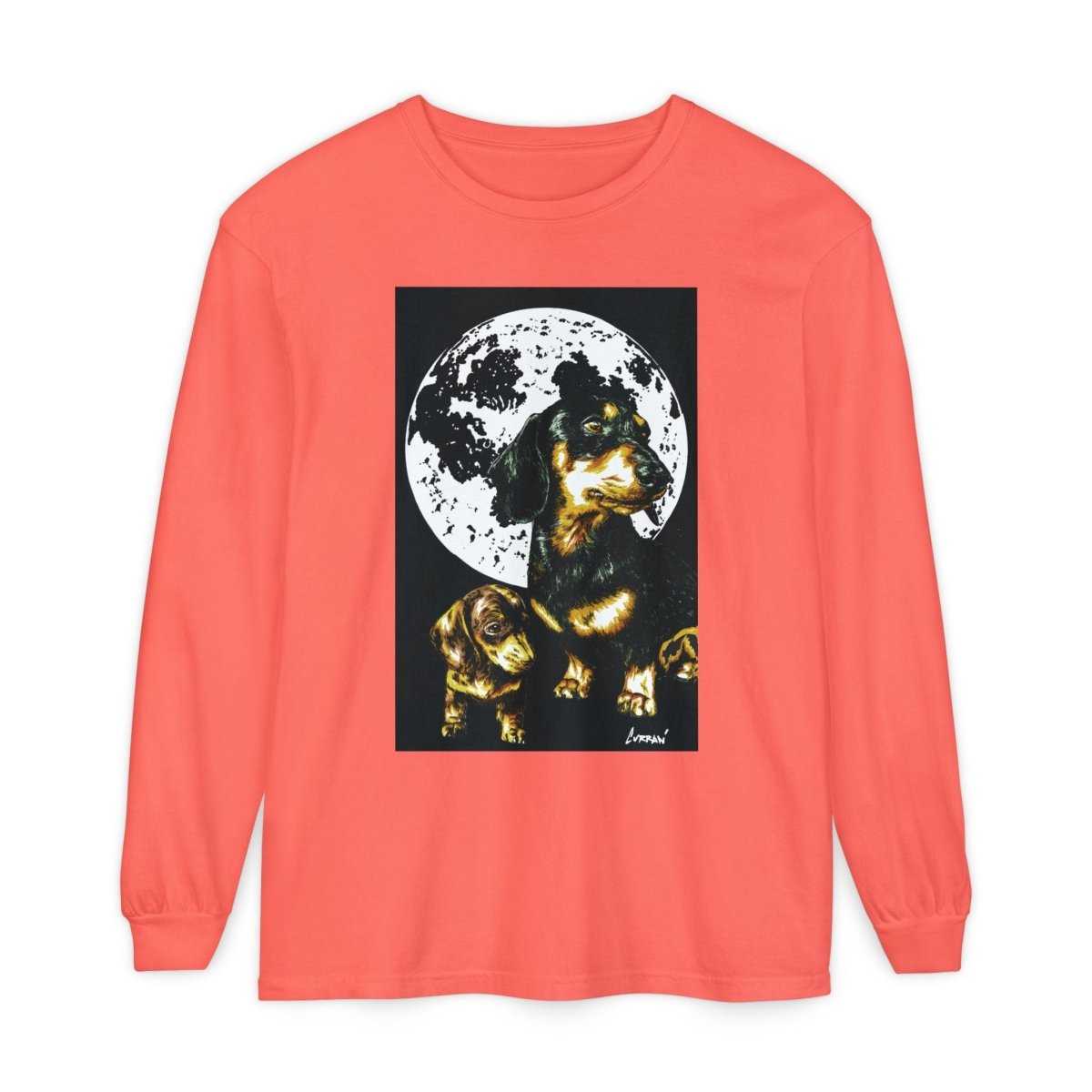 Moonlit Dachshund Long Sleeve Tee - Unisex Dog Lover Shirt - Curran Artworks