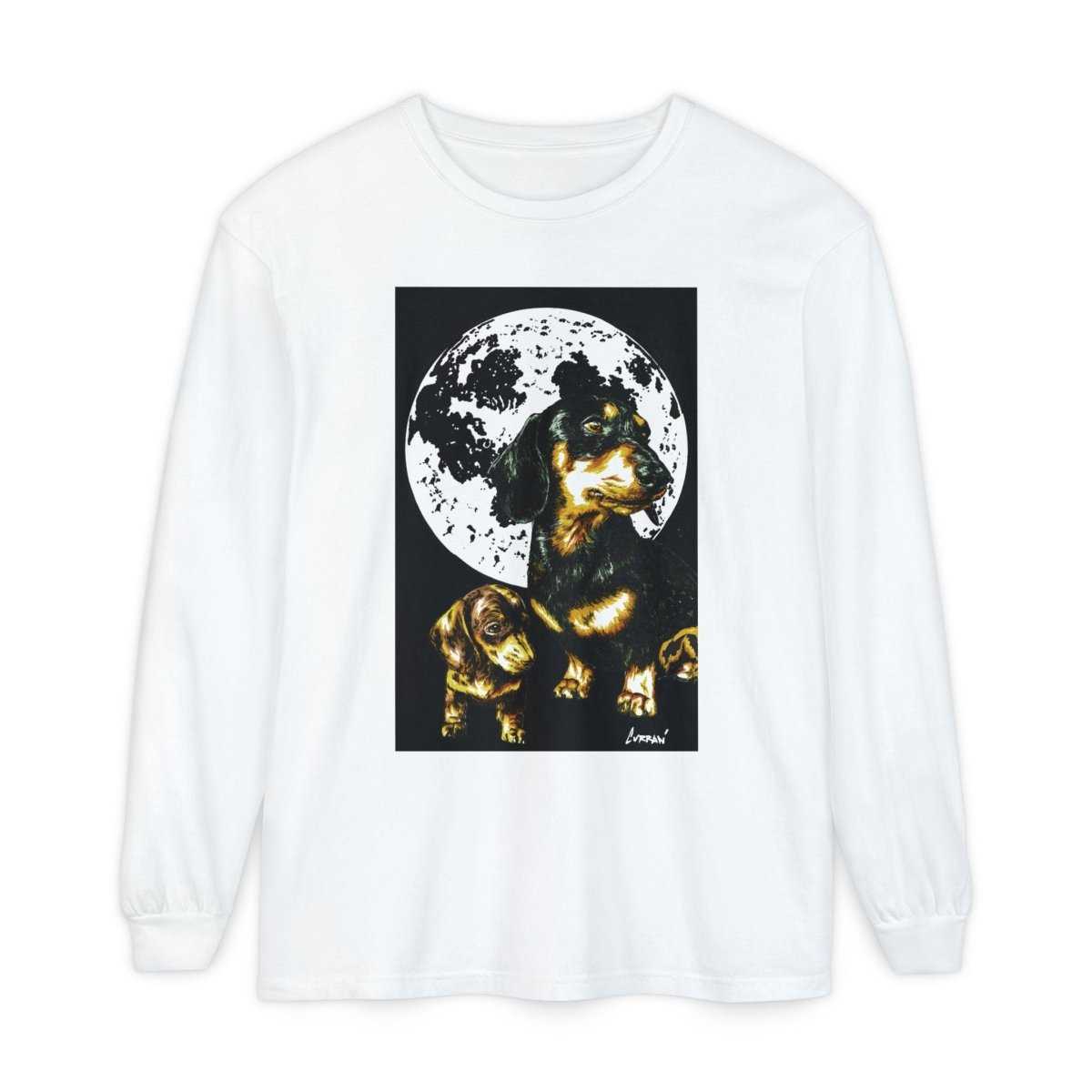 Moonlit Dachshund Long Sleeve Tee - Unisex Dog Lover Shirt - Curran Artworks
