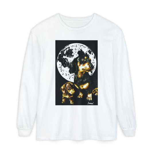 Moonlit Dachshund Long Sleeve Tee - Unisex Dog Lover Shirt - Curran Artworks
