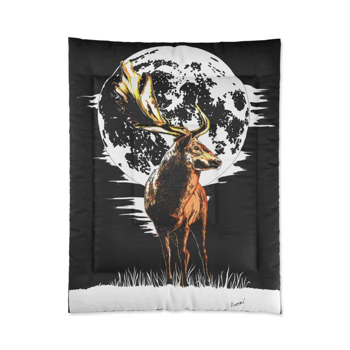 Moonlit Deer Comforter | Cozy Wildlife Bedding for Nature Lovers - Curran Artworks