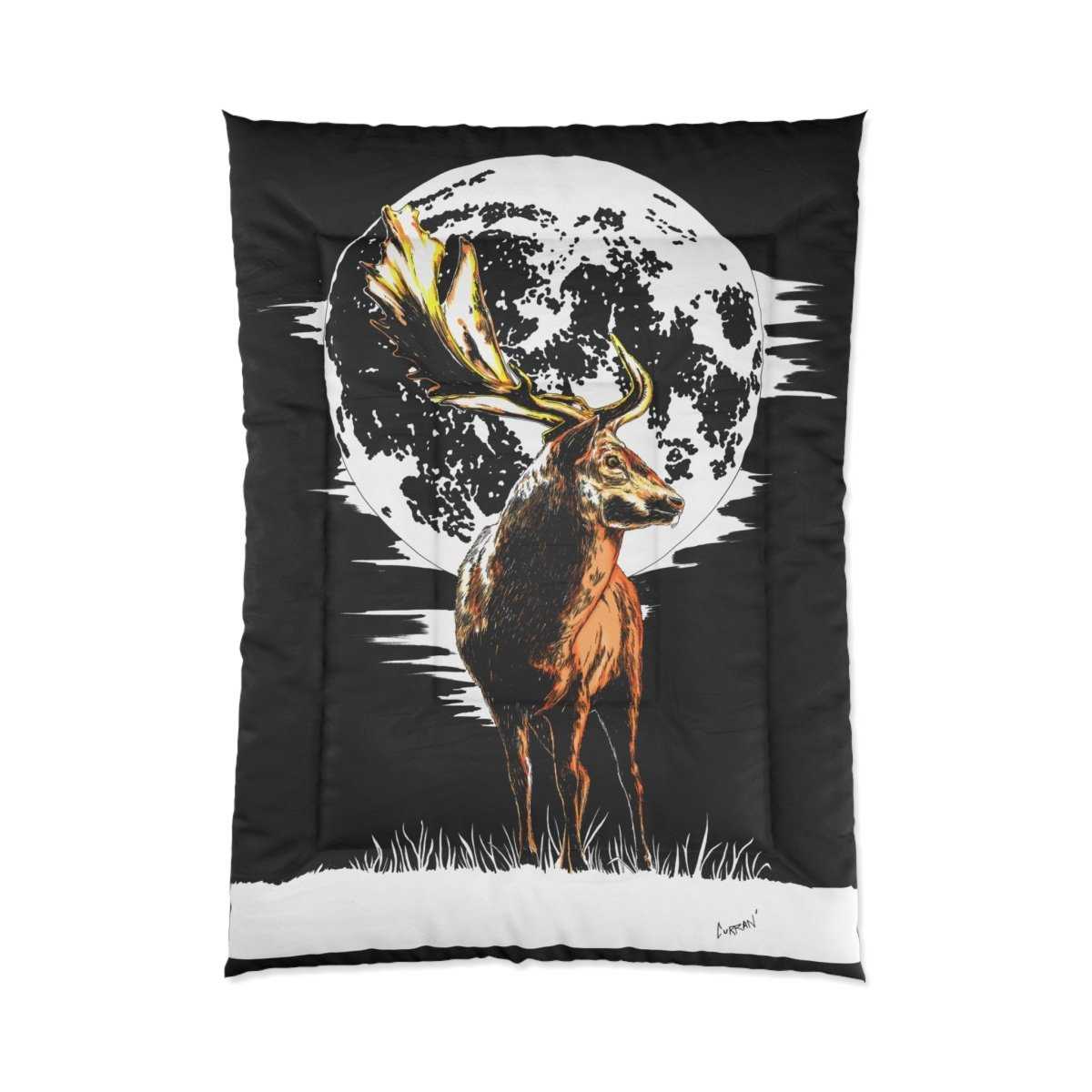 Moonlit Deer Comforter | Cozy Wildlife Bedding for Nature Lovers - Curran Artworks