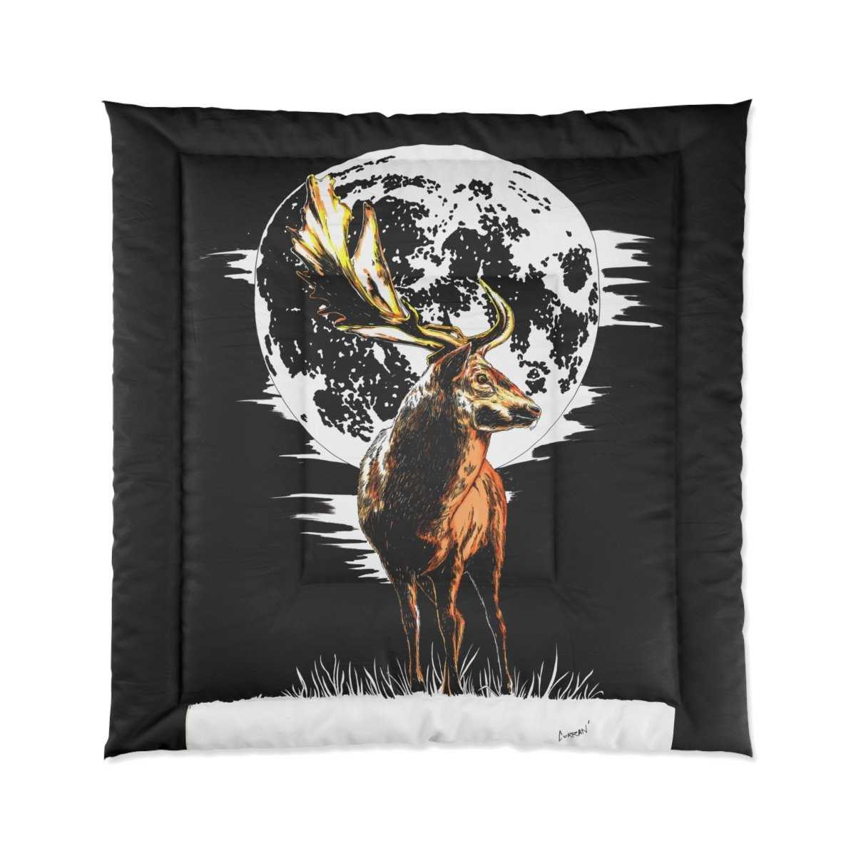 Moonlit Deer Comforter | Cozy Wildlife Bedding for Nature Lovers - Curran Artworks