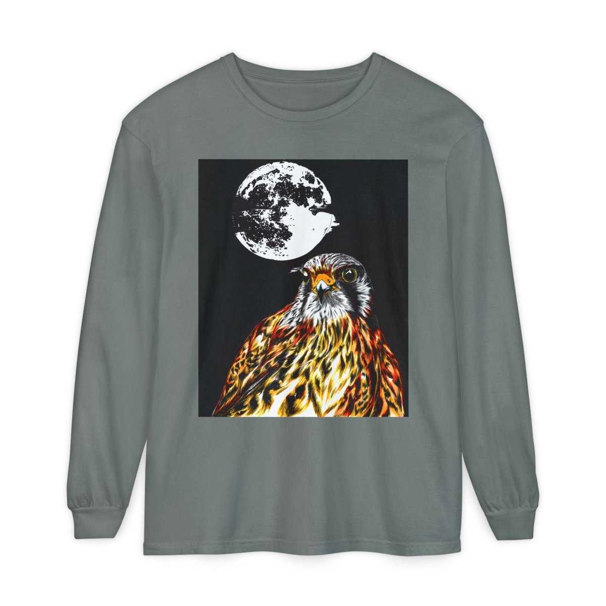 Moonlit Falcon Unisex Long Sleeve T-Shirt - Wildlife Art Wear - Curran Artworks