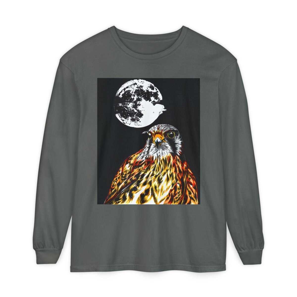 Moonlit Falcon Unisex Long Sleeve T-Shirt - Wildlife Art Wear - Curran Artworks