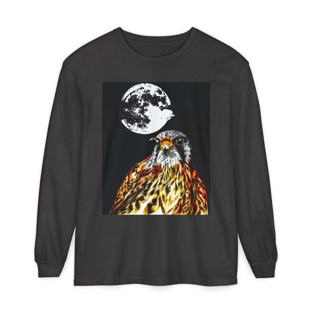 Moonlit Falcon Unisex Long Sleeve T-Shirt - Wildlife Art Wear - Curran Artworks